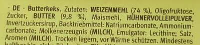 Leibniz Butterkeks 30 % weniger Zucker ingredients label