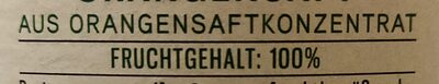 Orangensaft ingredients label