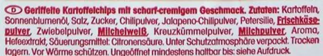 Crunchips WOW Jalapeno ingredients label