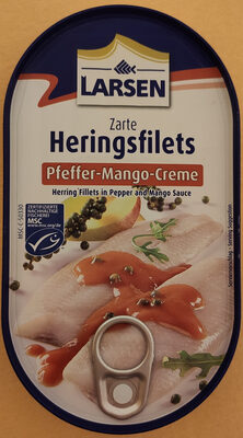 Zarte Heringsfilets Pfeffer-Mango-Creme