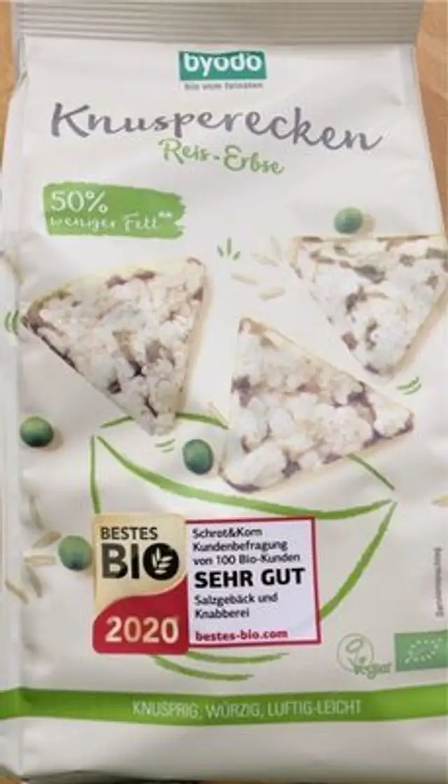 Knusperecken Reis-Erbse front packaging
