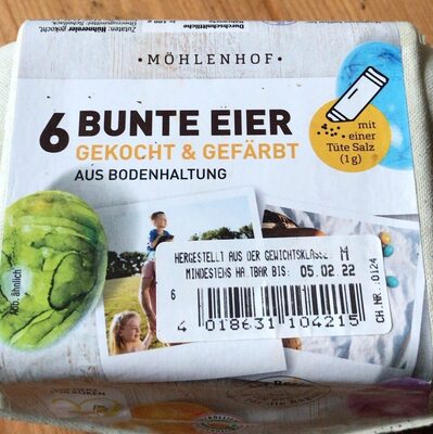 6 Bunte Eier Gekocht & Gefärbt front packaging