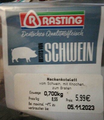 Nackenkotelett vom Schwein, mit Knochen