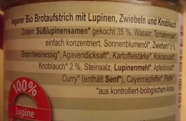 Lupi Love Zwiebel-Knobi Aufstrich ingredients label