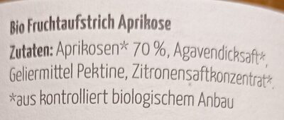 Frucht Garten Aprikose ingredients label