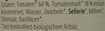 Tomatensauce Traditionale ingredients label