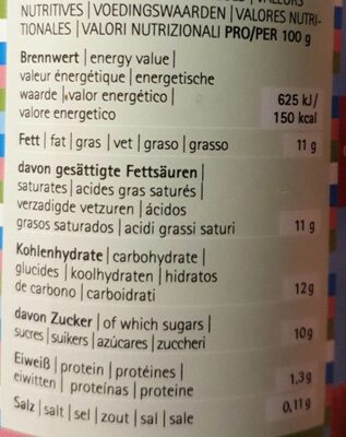 Soy Wip nutrition facts table