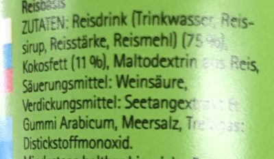 Rice Whip ingredients label