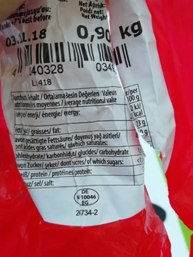 Sigir salam nutrition facts table