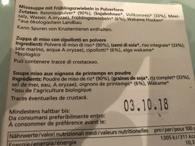 Misosuppe Mit Frühlingszwiebel ingredients label