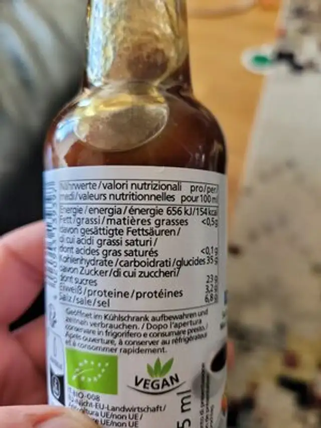 Teriyaki ingredients label