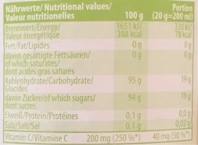 King George Instant Teegetränk Apfel nutrition facts table