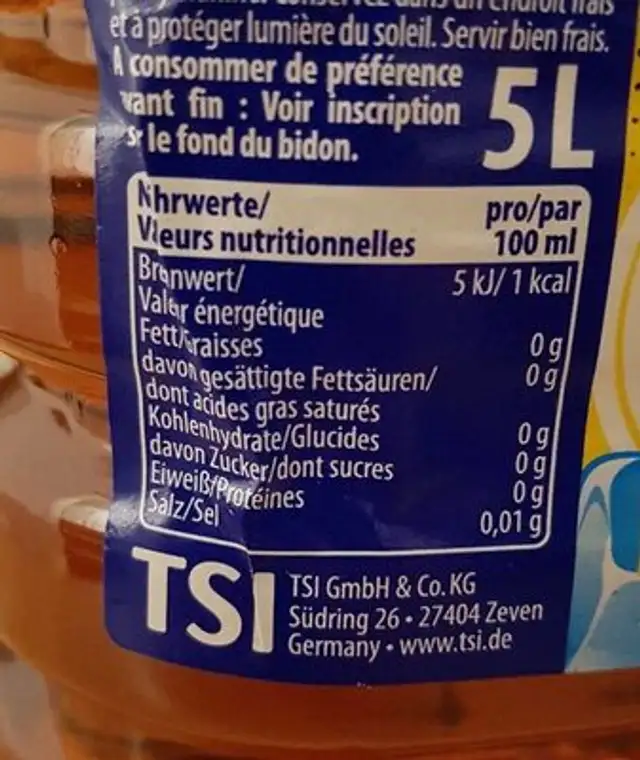 Eistee nutrition facts table