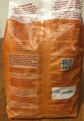 Krunchy Sun Miel nutrition facts table