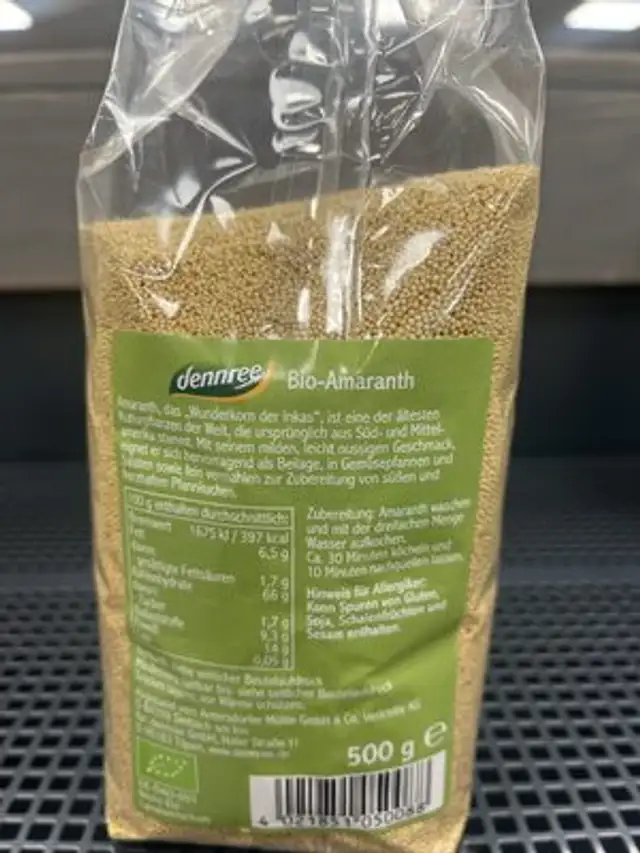 Amaranth ingredients label