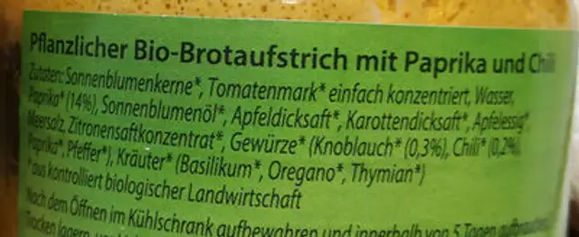 Unknown ingredients label