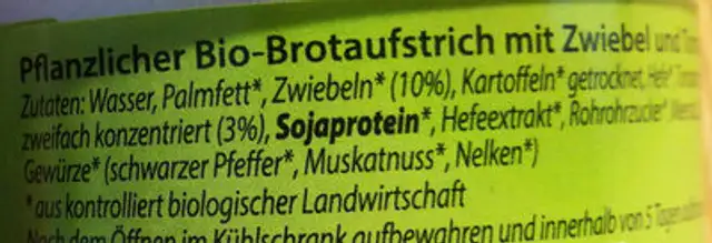 Pastete Classic ingredients label