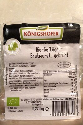 Bio Geflügel Bratwurst gebrüht front packaging