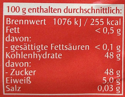 Aprikosen süß nutrition facts table