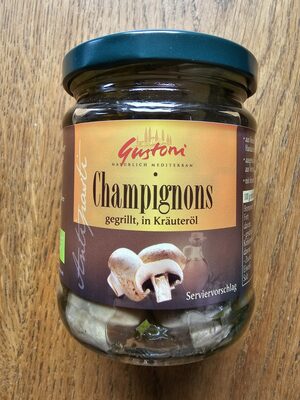 Champignons gegrillt, in Kräuteröl front packaging