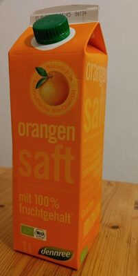 Dennree Orangensaft front packaging
