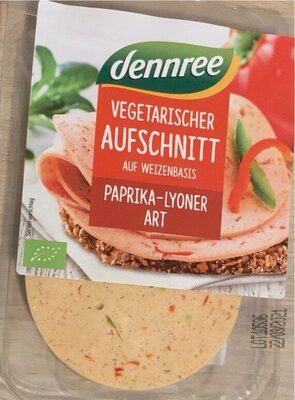 Vegetarischer Aufschnitt auf Weizenbasis Paprika-Lyoner Art