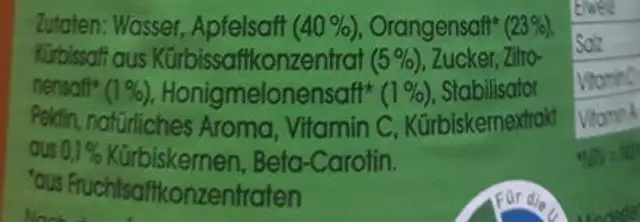 apfel orange kürbis melone mehrfruchtgetränke ingredients label