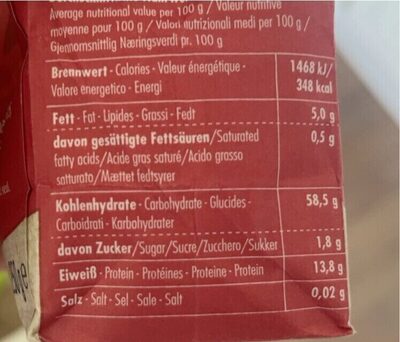 Quinoaflocken nutrition facts table
