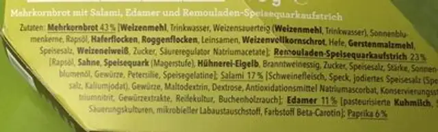 Premium sandwich ingredients label