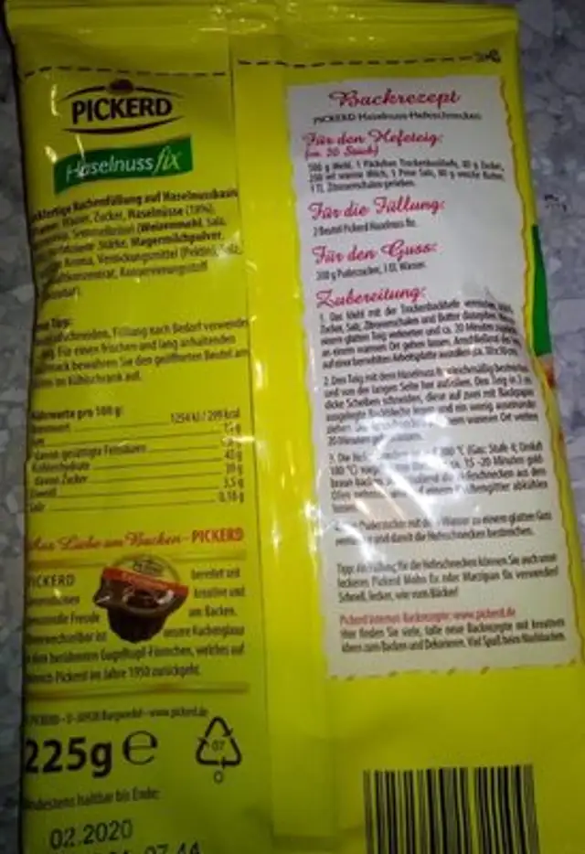 HASELNUSS fix ingredients label