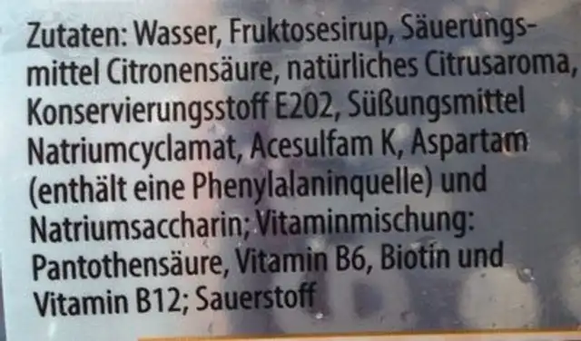 Orange grapefruit ingredients label