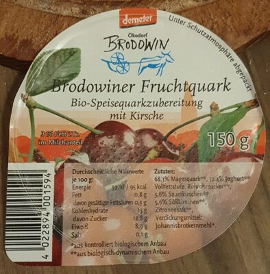 Brodowiner Fruchtquark Bio-Speisequarkzubereitung mit Kirsche front packaging