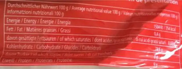 Basmati Raeucherreis nutrition facts table