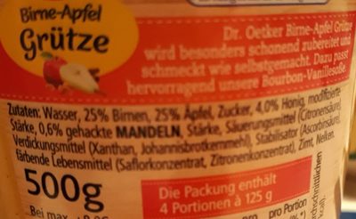 Birne-apfel, M. honig ingredients label