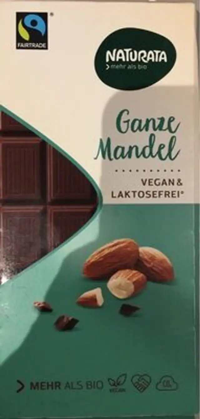 Chocolat aux Amandes Entieres Vegan front packaging