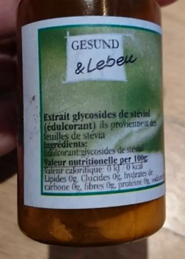 Steevia Extrait De Stevioside ingredients label