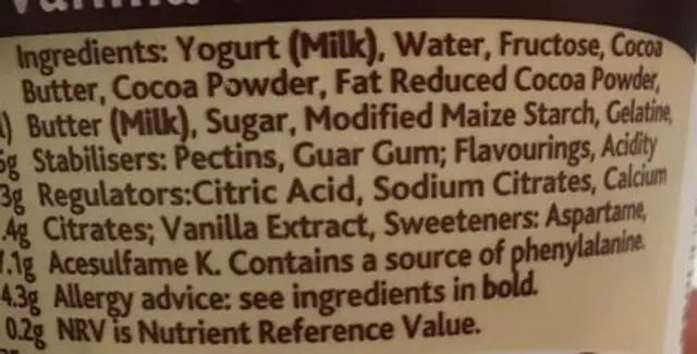 M / Light Van&chc Sprinkle ingredients label