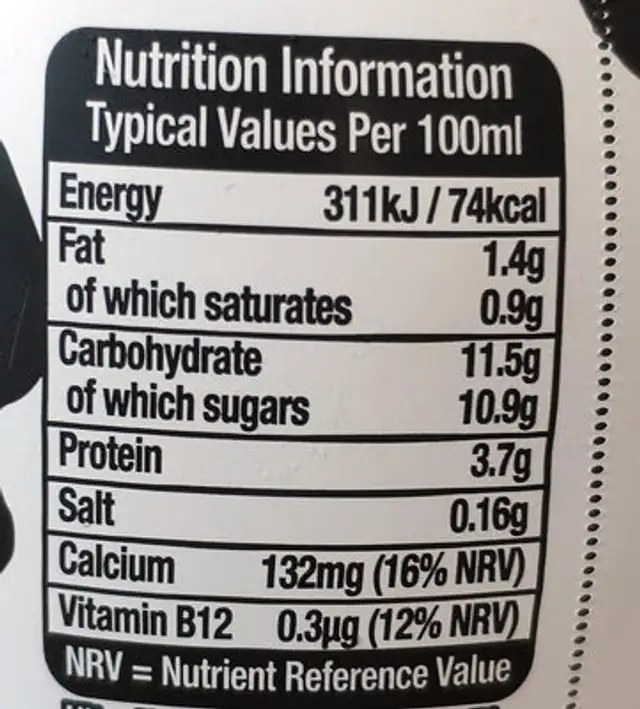 Fudge brownie flavour milkshake nutrition facts table