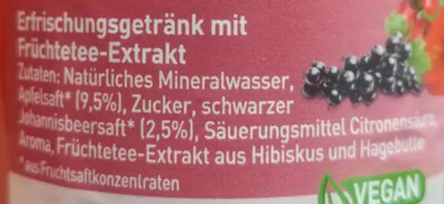 Früchte-Tee ingredients label