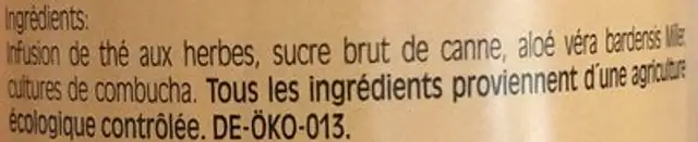 Aloe Vera in Kombucha ingredients label