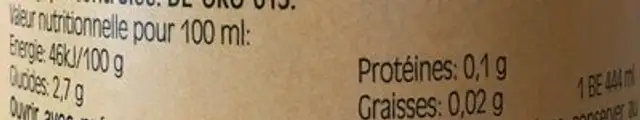 Aloe Vera in Kombucha nutrition facts table