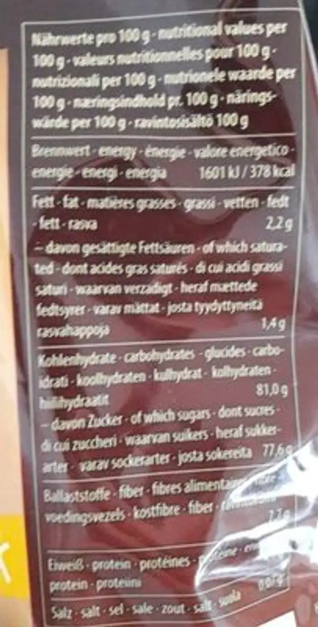 Allfair Chocodrink nutrition facts table