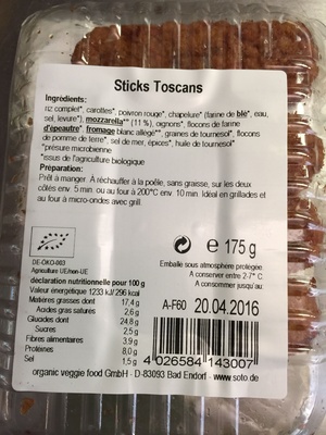 Sticks Toscans front packaging