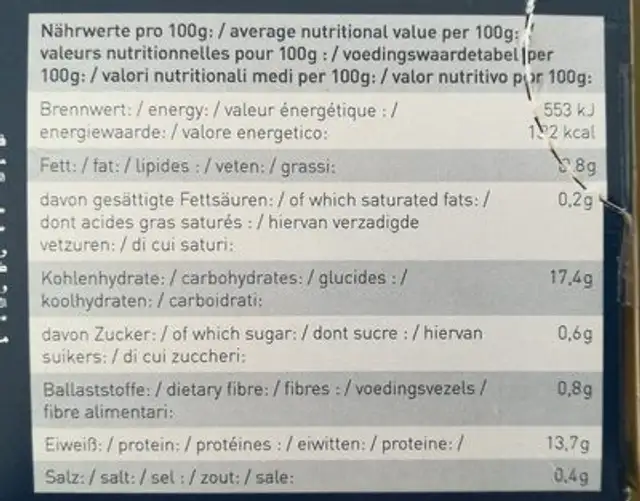 Kabeljau Filets Mit Bio-panade ingredients label