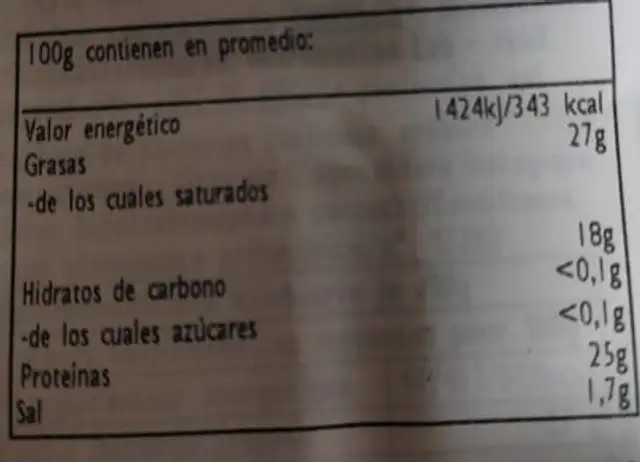 Queso Tilsit Suave Lonchas Bio 125 G Natursoy nutrition facts table