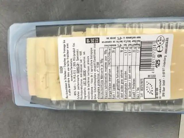 Gouda Tranchettes 125G ingredients label