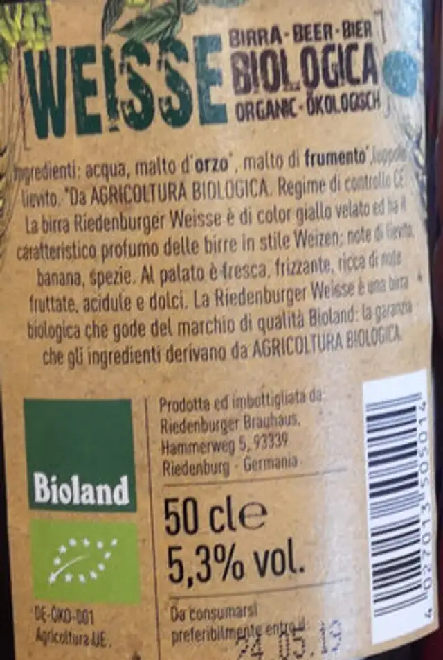Weisse biologica organic okologisch ingredients label