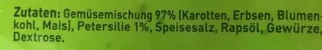 Landkostgemüse ingredients label