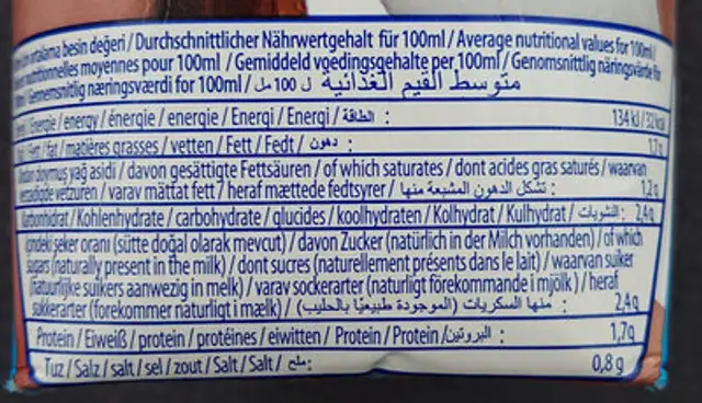 Refreshing Drink Turkish Style nutrition facts table