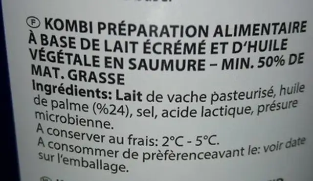 Boreklik kombi ingredients label